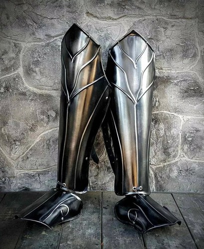 Medieval greaves larp steel - larp,