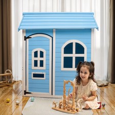 Children Wooden Playhouse w/Door Window Indoor Outdoor Garden Play Activity Fun