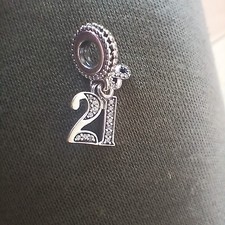 Genuine Pandora Silver 21st Celebration Dangle Charm ~797263CZ New Without Box