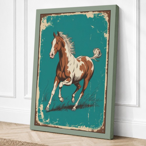 Horse motion vintage canvas - horse,