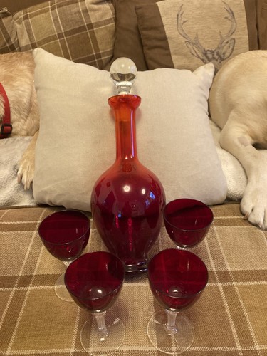 Cranberry decanter and - cranberry,
