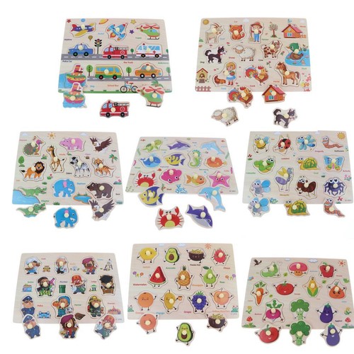 Kids wooden peg puzzles - kids,