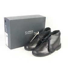 CLARKS ORIGINALS Desert Boots Black Leather Lace Up Boxed New with Tags UK 3-EHB