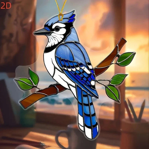 Blue jay bird branch - on,