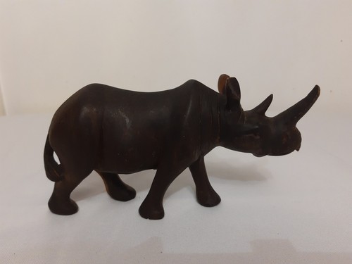 Vintage wood rhino hand carved - wood,