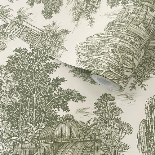 Toile wallpaper green - wallpaper,