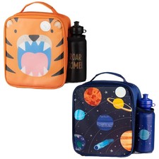 Kids boys girls children lunch bag with bottle space kids pencil case for school