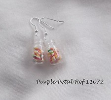 Handmade Kitsch Quirky Fun Glass Jar ~ Fimo Flumps Marshmallow Novelty Earrings