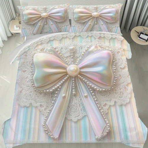 Pearl lace bowknot soft duvet - pearl,