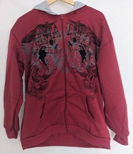 MMA Elite Hoodie Size XL Red Unisex Goth Punk Street Sports Skulls Gothic Gym