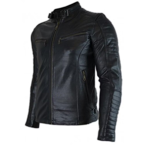 Men black genuine sheepskin - black,