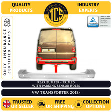 FOR VW TRANSPORTER/CARAVELLE 2012> REAR BUMPER PRIMED WITH PARKING CERTIFIED NEW