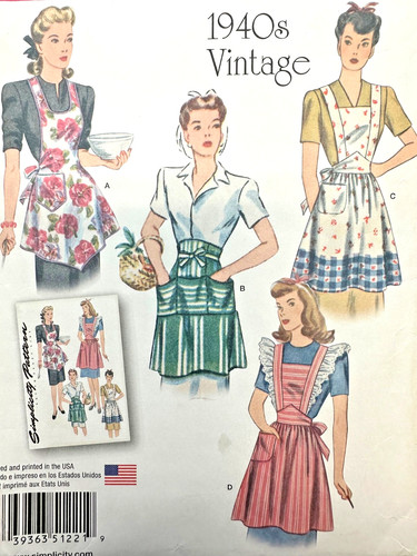 Retro 1940s apron pattern bib - apron,