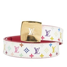 Louis Vuitton Monogram Multicolore Santur LV Cut Belt, Size: 80 (32cm), Blanc Wh