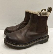 Dr Martens 2976 Leonore Brown Leather Chelsea Boots Faux Fur Lining UK4 EU37 VGC