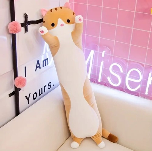 Long pillow cat - long, plushie