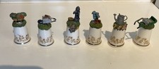 6 x Garden Thimbles Made By Sterling Classic Porcelain & Pewter Rare