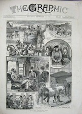Old Antique Print 1887 Hunting Horses Train Carriage Pulman Dining Coach 19th