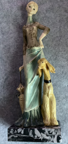 Women with dog marble italy - with,