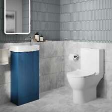 Deco 400mm Cloakroom Bathroom Suites Close Couple Toilet Blue & Chrome Finish