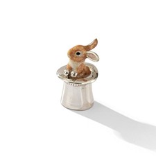 Saturno Silver and Enamel Rabbit in a Hat(Small)-Fully HallmarkedSterling Silver