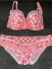 Ladies Blue & Pink Humbug Floozie Frost French Bikini Size 14 Bottoms 32DD Top