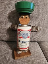 Vintage Risque Budweiser Beer Can Mechanical Folk Art Bottle Cap Man Ashtray