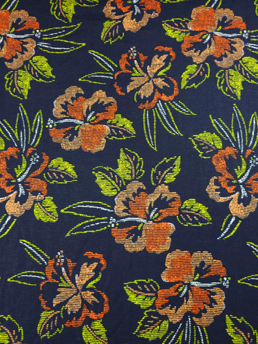 Navy orange static hibiscus - static,