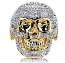 18K GOLD EP MENS SKULL DRESS