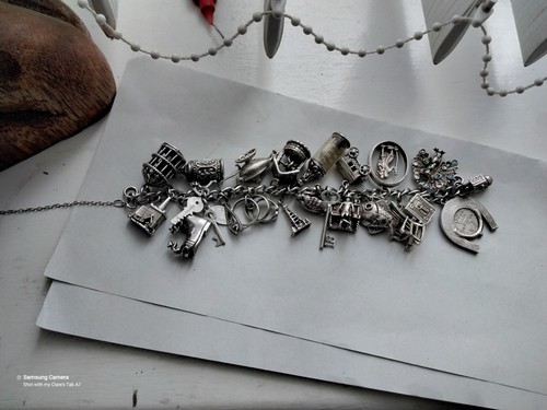 Vintage silver charm - , bracelet