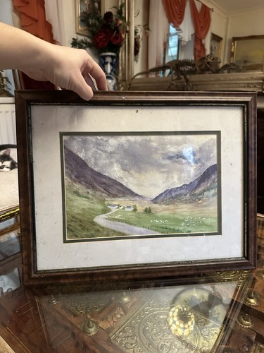 Watercolour highland scene - highland,