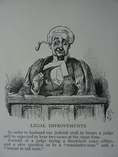 Barrister Law Wig & Gown JUDGE - LEGAL IMPROVEMENTS Cause Célèbre c1909 Cartoon