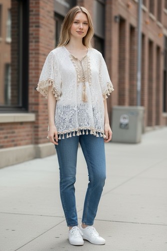Cotton lace tassel boho - cotton,