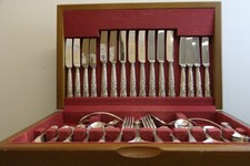 Set of 72 Piece EPNS A1 Cutlery In Wooden Canteen, Kings Pattern