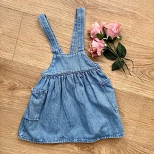 ZARA Baby girl 18-24 months BNWOT pinafore dress Blue Denim Cotton Clothes