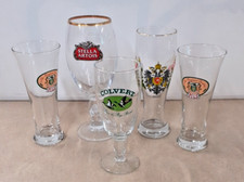 Beer Lager Pilsner Drinking Glasses Assortment x5 Charity Sale