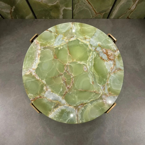 Green onyx coffee table - table, top