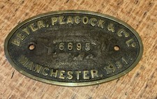 Genuine brass Beyer Peacock GWR worksplate builders plate railway sign 