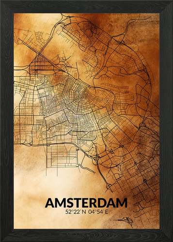 Old map amsterdam framed - old,