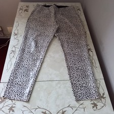 Women's Zara Beige Black Leopard Print Stretch Jeggings Trousers UK Size 16