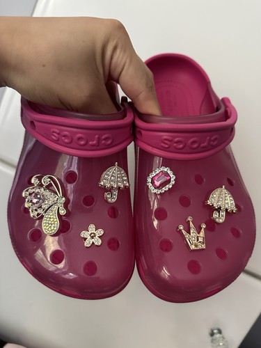 Pink frosted crocs - frosted, size