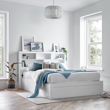 White Ottoman Storage Bed Frame – Double / King FAST FREE Delivery