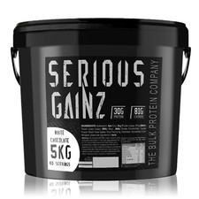 Serious Gainz Weight Gainer 5kg Muscle Mass Gain Protein Powder Shake White Choc