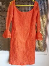 Preowened Ladies Women orange laced Detailed Handmade African Dress uk size 10 