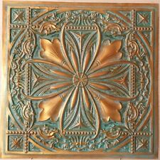 Faux tin ceiling tiles vintage green gold art decor wall panels PL10 10pcs/lot