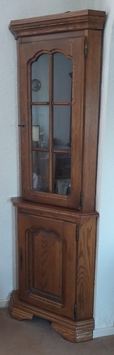 Oak corner display cabinet - oak,