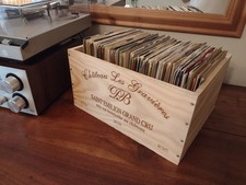 Vinyl Record LP Storage Box. 7" or 12". Wooden wine box. French. (BOX ONLY)
