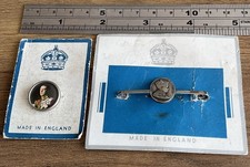 2 Different King Edward VIII 1937 Coronation Souvenir Badges. On Original Cards