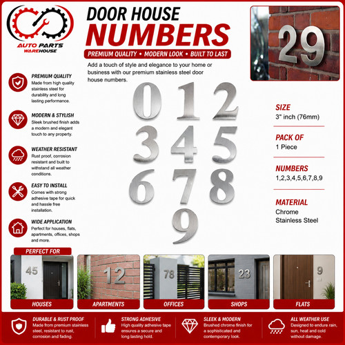Door numbers stainless steel - numbers, &