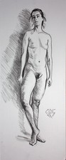 Original Female Charcoal on paper life Drawing nude Girl woman artwork realism